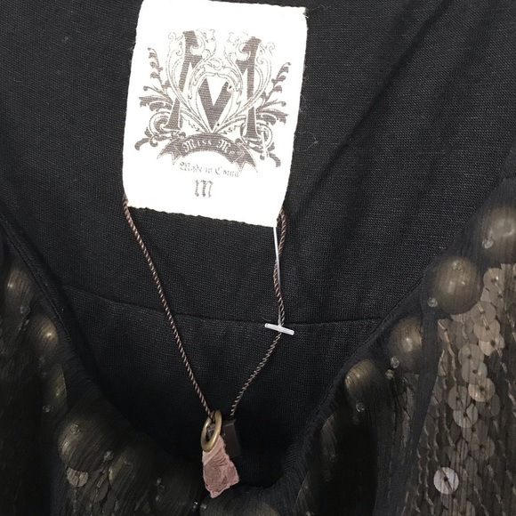 Miss me Black Silk w/ Studs & Sequins Chiffon D55 - Picture 4 of 6